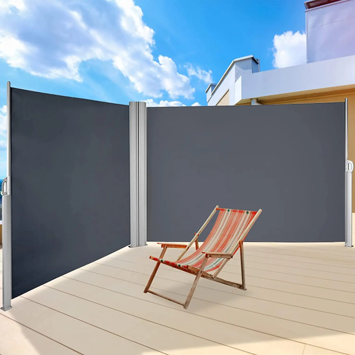 2021 160x600CM Retractable Privacy Screen UV-Proof Side Awning Weather-Resistant Privacy Divider for Outdoor Balcony Deck Patio