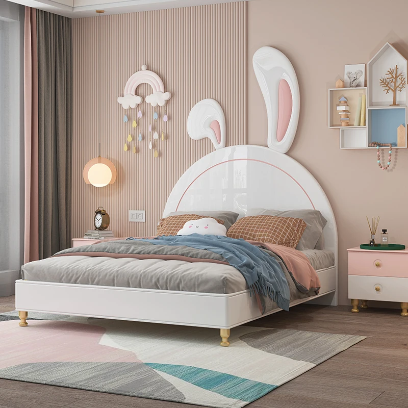 Новый дизайн, детская кровать, мебель для детской спальни, современные кровати в виде кролика, белая односпальная кровать для девочек
