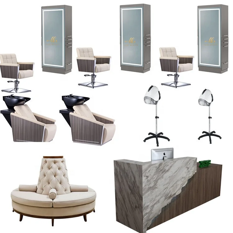 LuxeBeauty led salon mirror station beauty salon set salon equipment double sided hair styling stations for sales