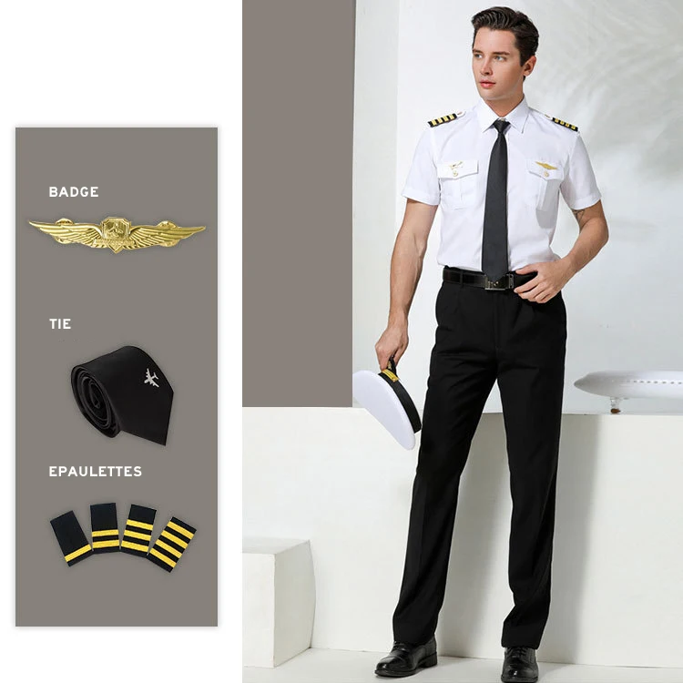 Wholesale cheap price Professional airline aviation flight crew formal first officer shirt pilot captain blazer shirt suit