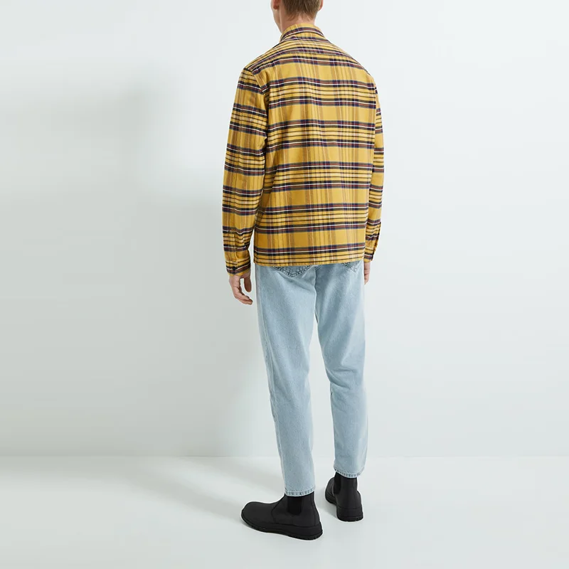 Spring New Fashion  Cotton  Plaid Checked Long Sleeve Casual Fit  Shirt Jacket  Mens