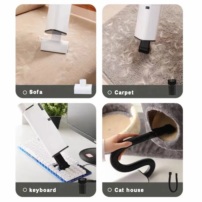 Hot selling pet grooming smart USB charge small pet falling hair vacuum cleaner with 3 shapes suction head for dog cat
