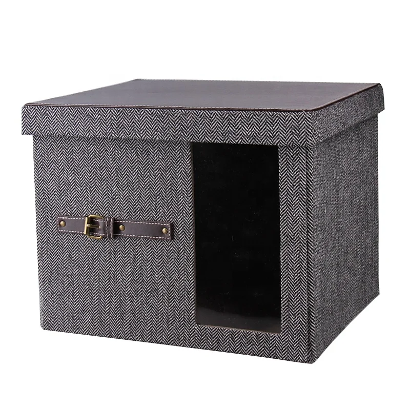 Fashion Metallic Vintage Gray Shoe box Foldable and space-saving box Solid color linen material storage box