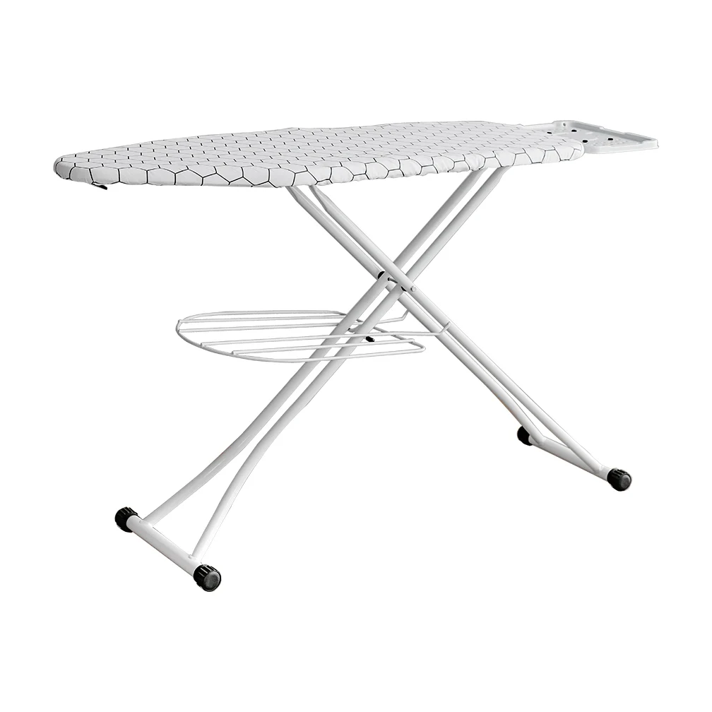 BAOYOUNI White Portable Adjustable Ironing Board Folding Iron Clothes Table with Iron Rest L117*W34*H81.5cm