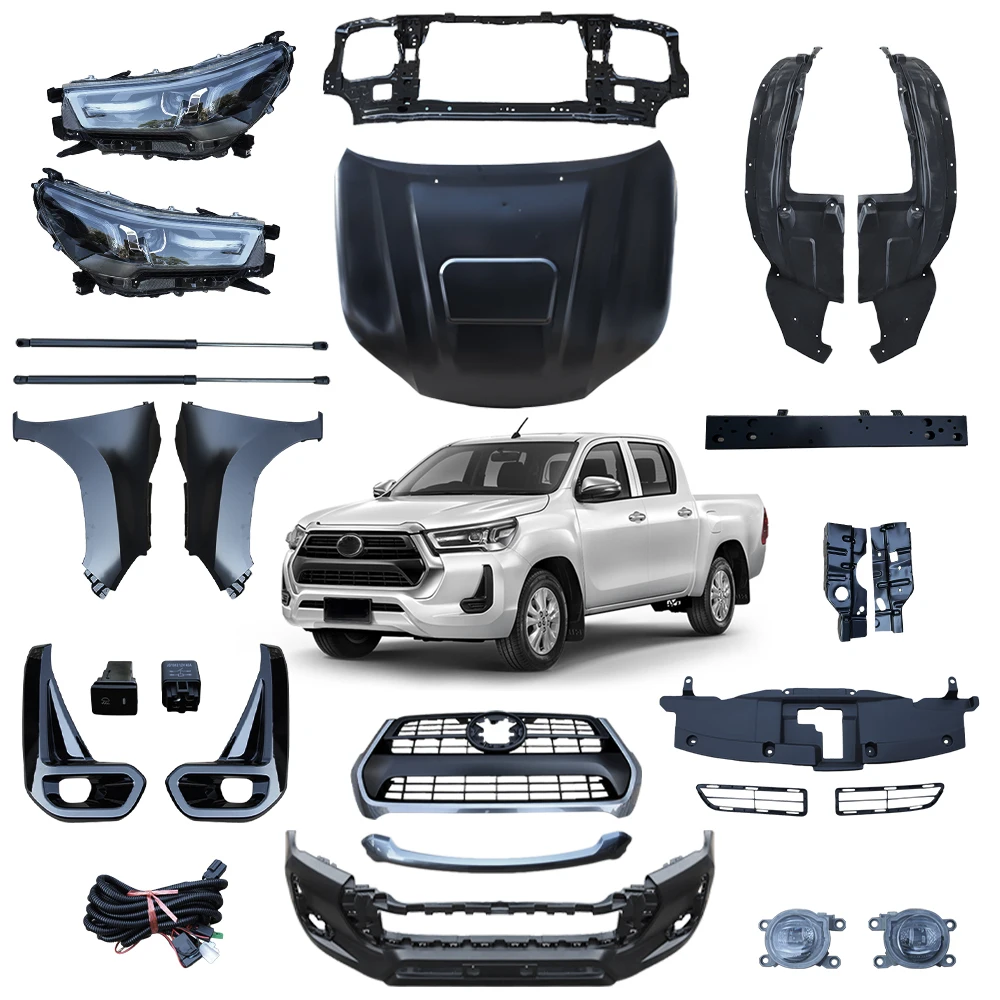 Car Accessories Front Bumper Facelift Conversion Body kit Body Kit for Toyota Hilux Vigo 2008-2012 Change Upgrade To 2021 REVO
