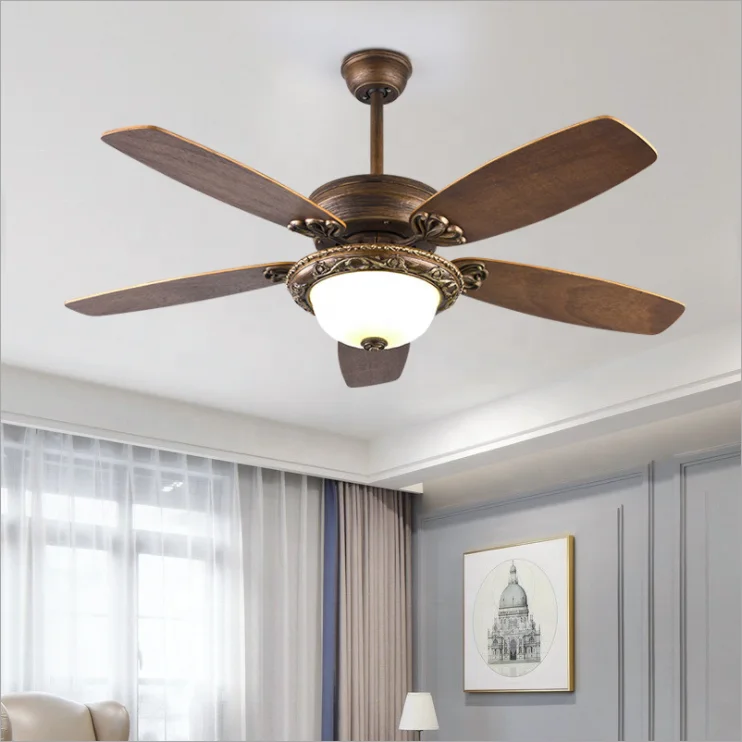 Modern Decorative Dc Motor Wood 5 blades Led Ceiling Fan Control By Wall Switch 42 Inch Led Ceiling Fan Light