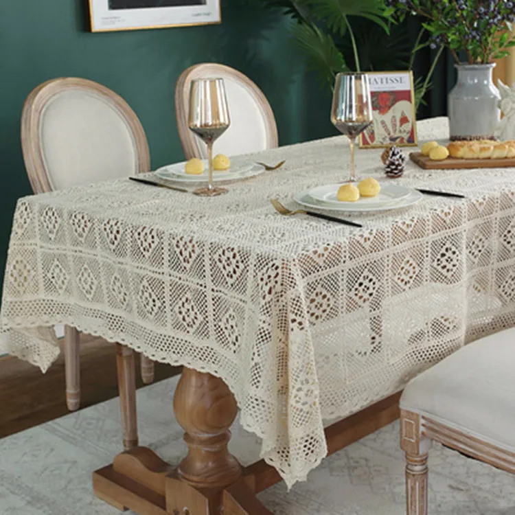 Wholesale Table Cover Lace Cotton Party White Tablecloths,Custom Round Wedding Table Cloth