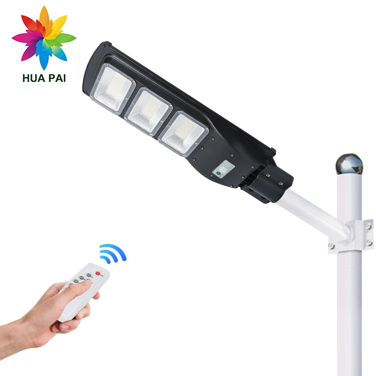 HUAPAI Waterproof Ip65 Integrated Outdoor ABS 30w 60w 90w 120w All In One Solar LED Street Lamp
