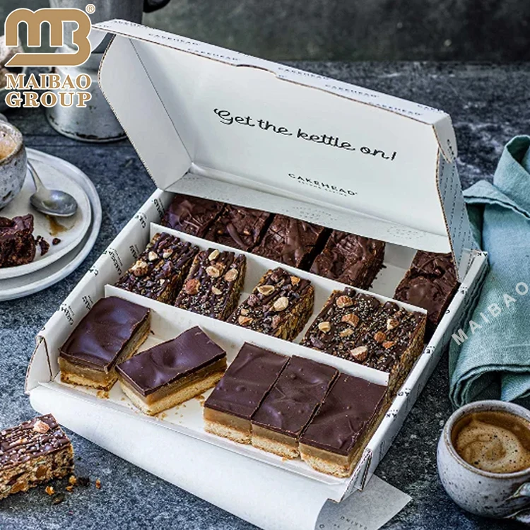 Custom Designs Chocolate Brownies Packaging Box Wholesale Food Grade Folding Donut Bakery Paper Box Cake Dessert Box For Pastry