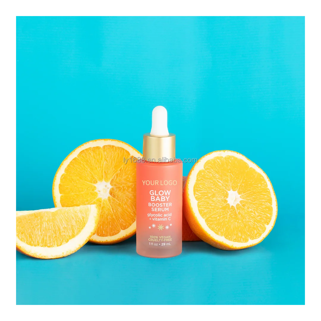 Светящаяся детская сыворотка-бустер с витамином С для лица веганская увлажняющая свежая осветляющая светящаяся сыворотка VC и гликолевой кислотой