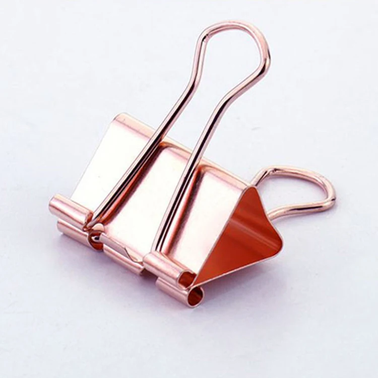 New high quality rose golden metal binding binder paper clip 19mm,25mm,32mm