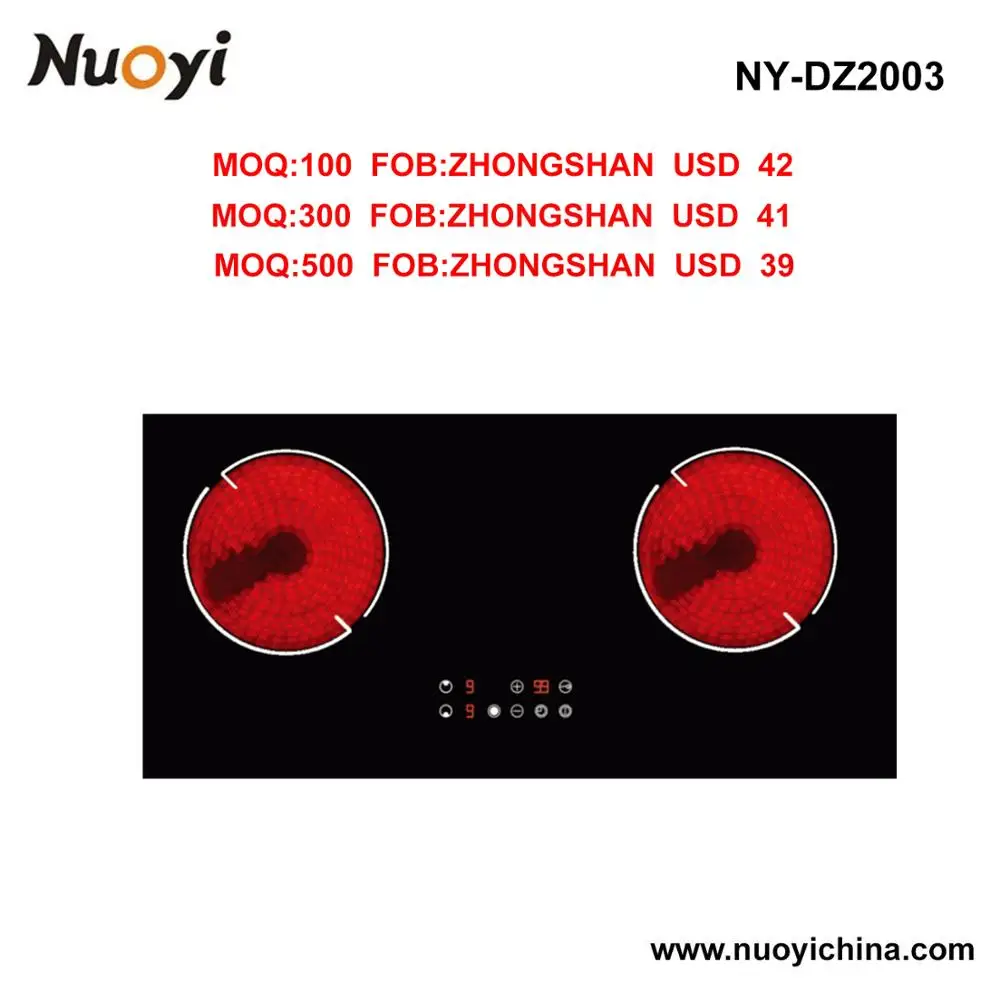 Nuoyi Factory Built In Ceramic Glass Cooktops 2 Burner Electric Ceramic Hob.