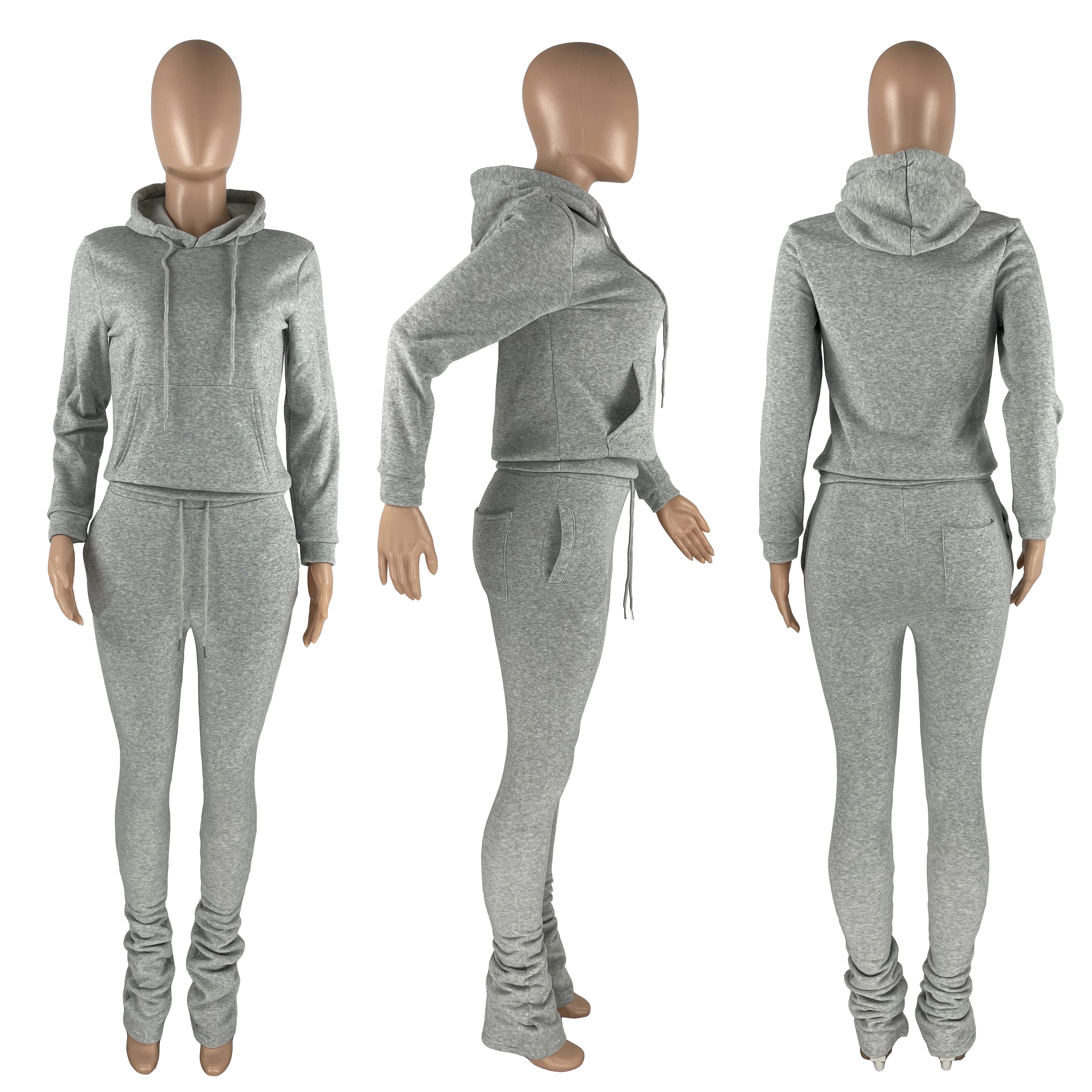 Winter woman clothing new arrivals jogger pullover hoodie and thick stacked sweat pants