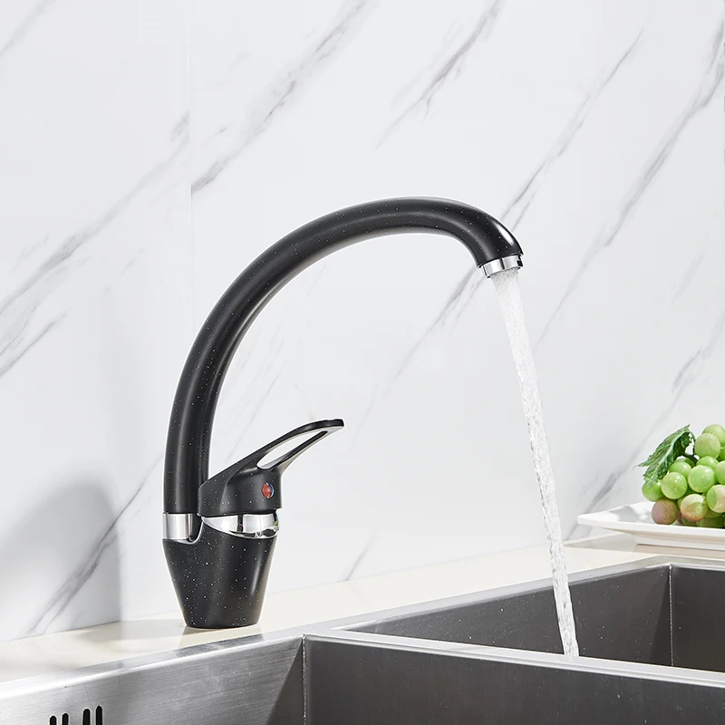 Beige Brass Kitchen Faucets 3 color 360 Rotated Swivel Spout Kitchen sink Crane Single handle Cold Hot Water Mixer Tap