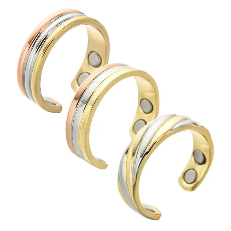 SC Hot Selling Magnetic Hematite Slimming Rings Opening Adjustable Rings 3 Colors Four Magnets Magnetic Therapy Rings for Women