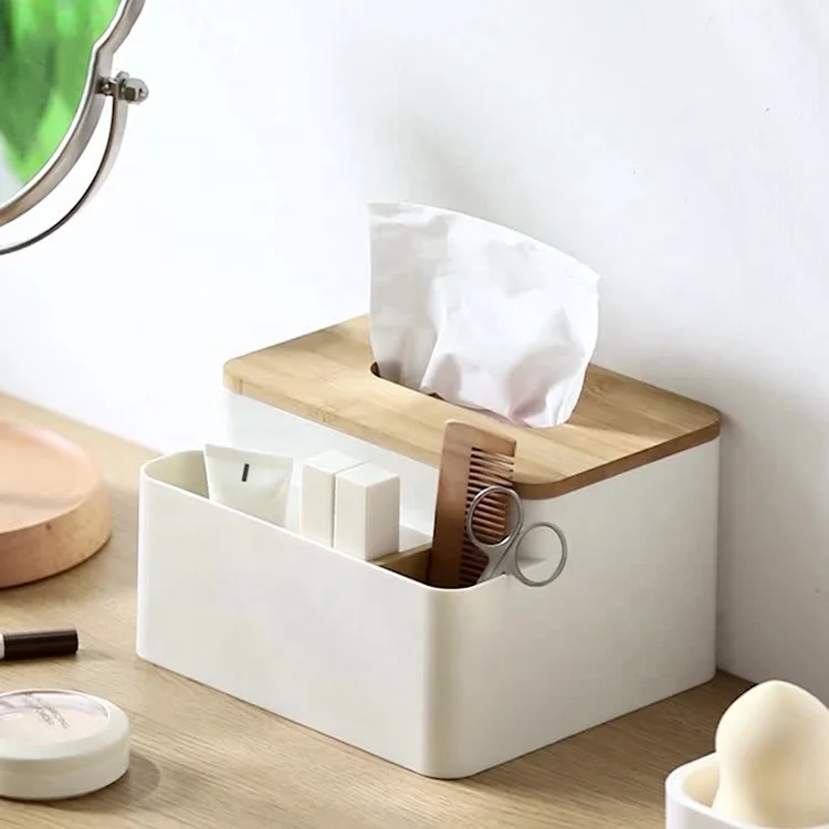 Amazon Home Kitchen Tissue Box Wooden Plastic Napkin Holders Multifunctional Tissue Tube Cosmetic Remote Control Storage Box