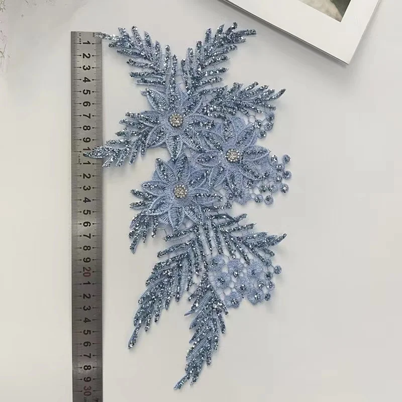 Multicolor Beaded Three-dimensional Flowers Sequined Rhinestone Cloth Stickers Decals Diy Collar Corsage Decoration