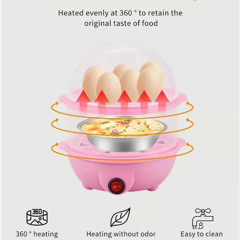 Portable Commercial Automatic Mini Egg Cooker Electric Stainless Steel Boiler Machine Steamer Double Layer Egg Cooker