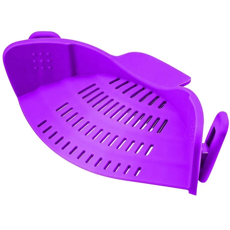 Rice Fruits Spaghetti Pasta Noodle Vegetable Pot Sink Silicone Colander and Snap Clip on Drain Strainer Basket Kitchen Utensils