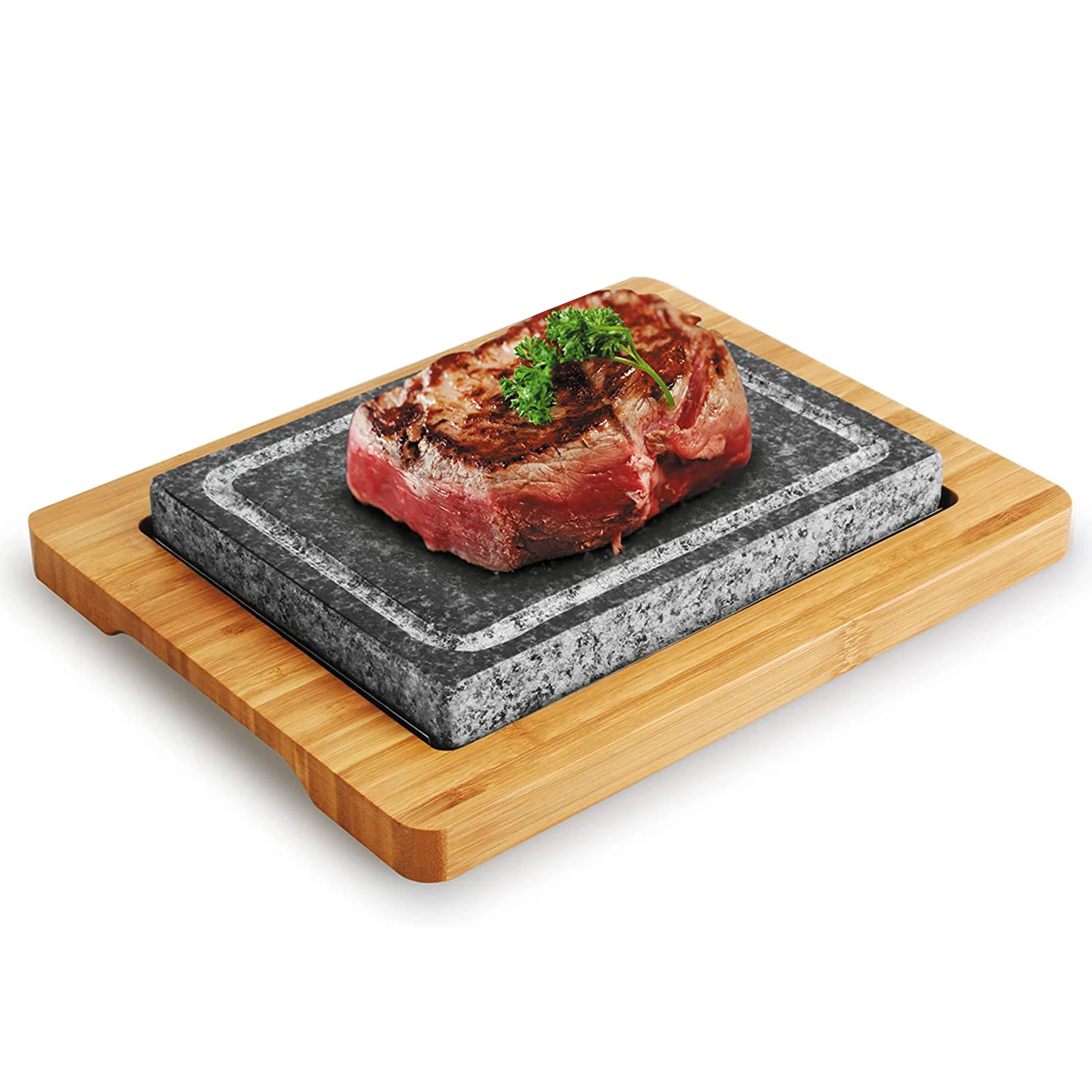 Cooking Stones for Steak,Double Cooking Stones in One Sizzling Hot Stone Set ,Steak Stone Cooking Set
