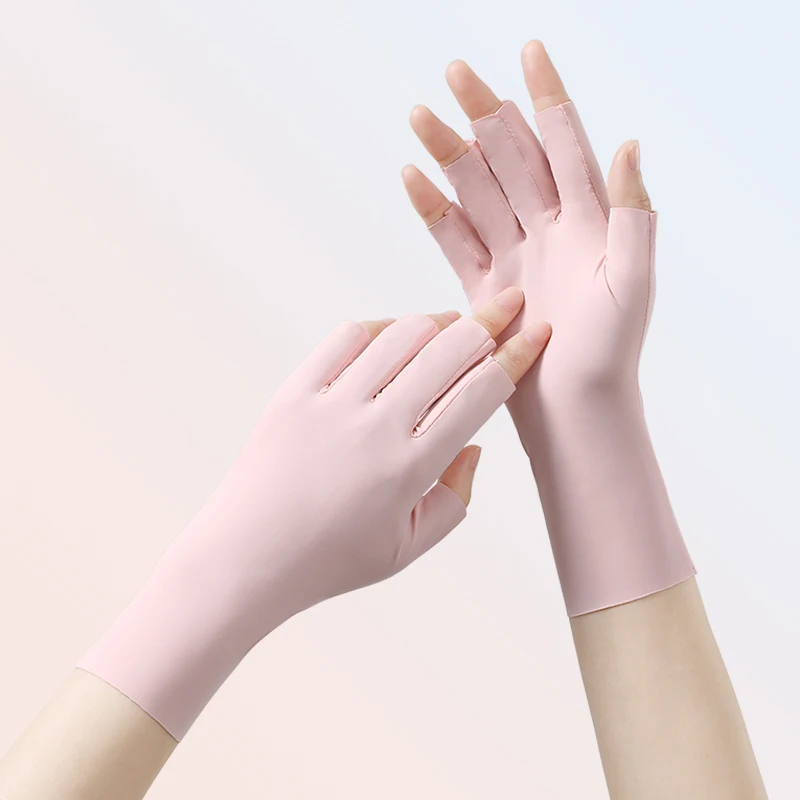 Custom logo anti uv half finger women protective sun summer driving fingerless gloves