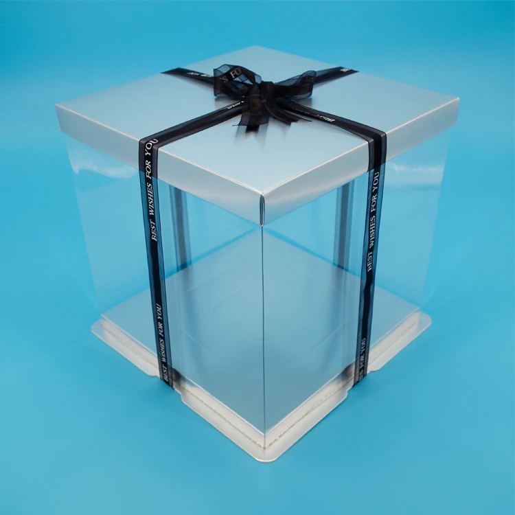 Food Grade Paper Card PET Clear High Transparent Packaging Box For Cake Rose Bear
