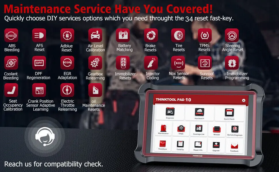 Thinkcar ThinkTool Pad10 OBD2 Scanner Automotive Bidirectional Scan Tool SRS Key OBD 2 Car Diagnostic Tools