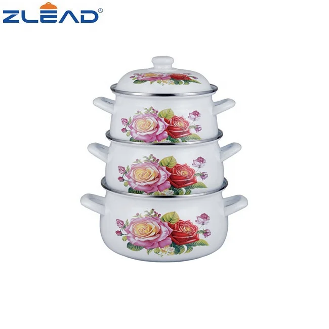 Zhili 811D Cookware Set Pot Enamel Clear Glass Cooking Pot