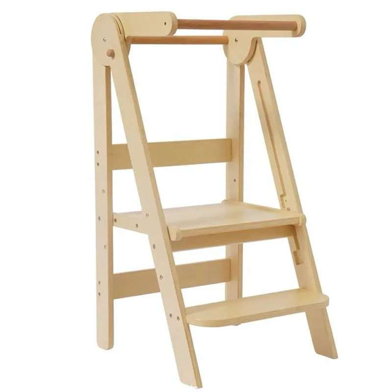 Kitchen Step Stool Children Learning Tower Montessori Practice Adjustable Height Stool Kids Foldable Learning Helper Tower