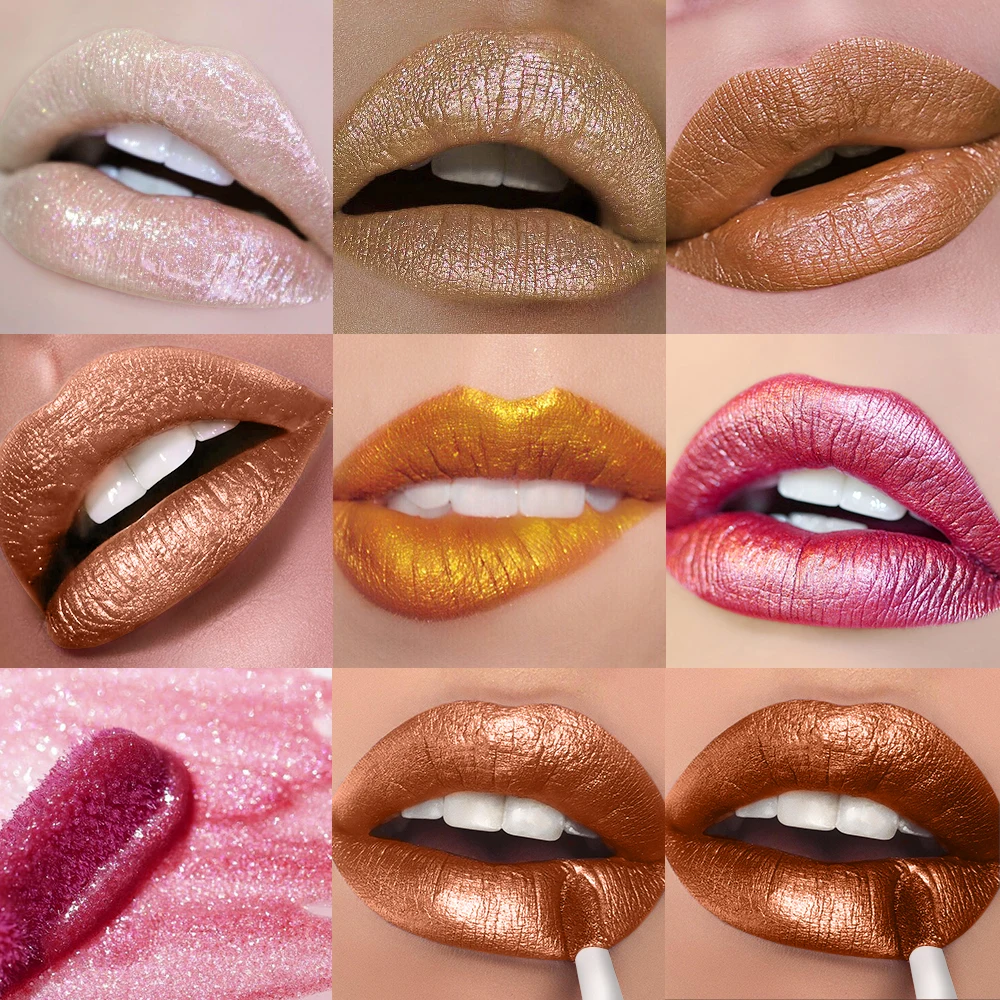 YABAOLIAN Metallic Pink Lipstick for Women Nude  Long Lasting Shine Glitter Lipstick No Smudge No Transfer Liquid Lip Gloss