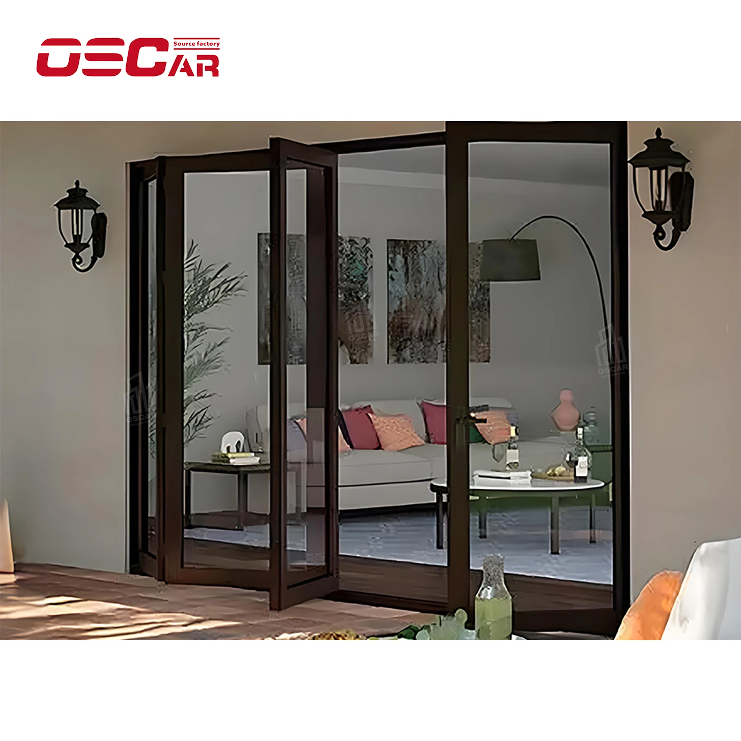 Oscaracso Original Factory Price Heat Insulation System Double Triple Glazed Aluminium Sliding folding Screen doors