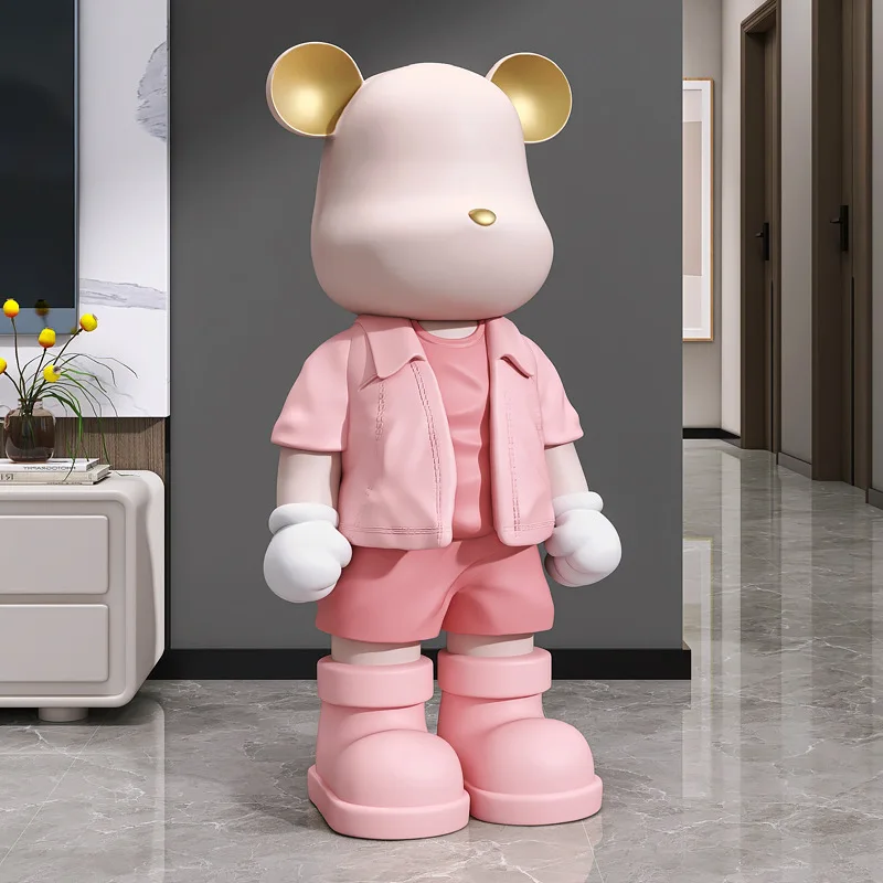 Custom Net Red Violent Bear Big Ornament Living Room Floor Modern Home Accessories Glass Fiber Material Crafts Sculpture