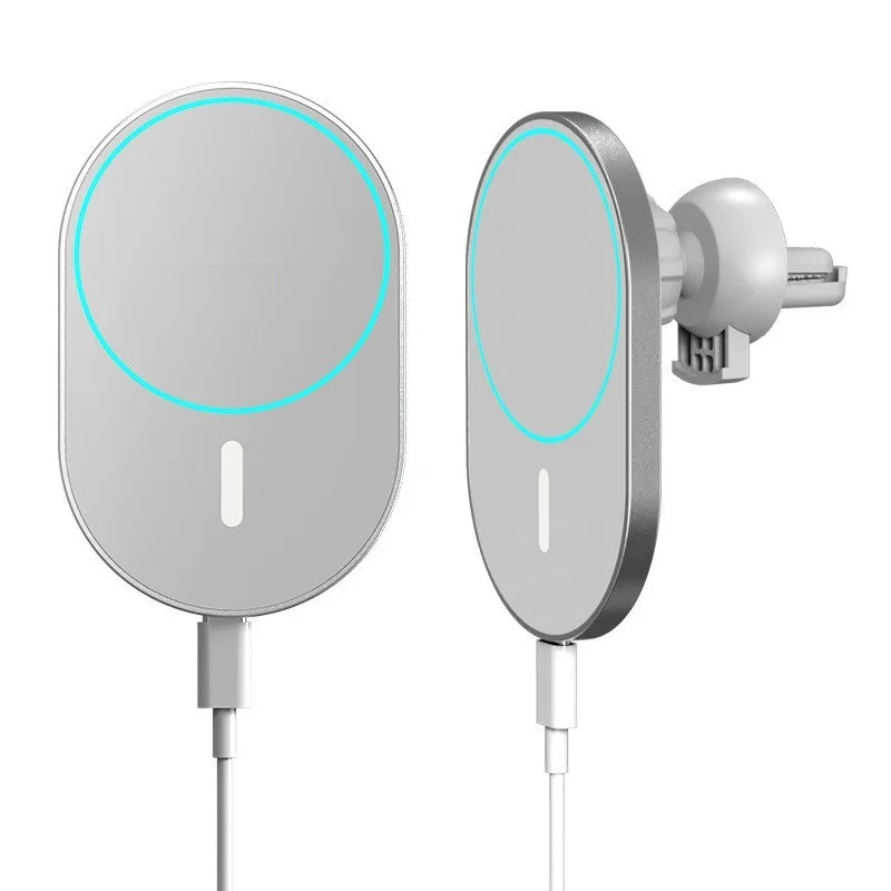 Custom 15w Fast Wireless Car Charger for Magsafi iphone 12 Magnetic Car Holder Magsafing Duo Charger for iphone Magsafin Charger