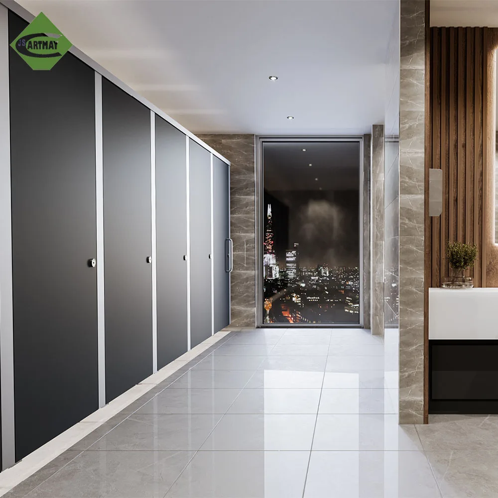 Hight Quality Commercial Public Restroom Dividers Standard Size Folding Comfort Room Solid Phenolic Board Toilet Cubicle