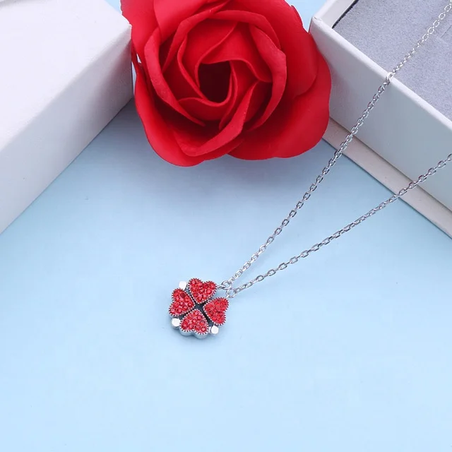 
2020 new fashion 925 Sterling silver magnetic four leaf clover women jewelry necklace 
