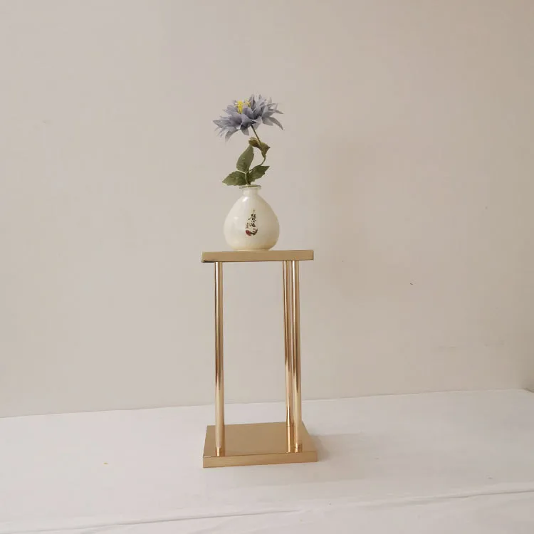 Metal Square Frame Tall Gold Rectangle Flower Vases Stand For Wedding Event Stage Walkway Table Centerpiece Decoration Props