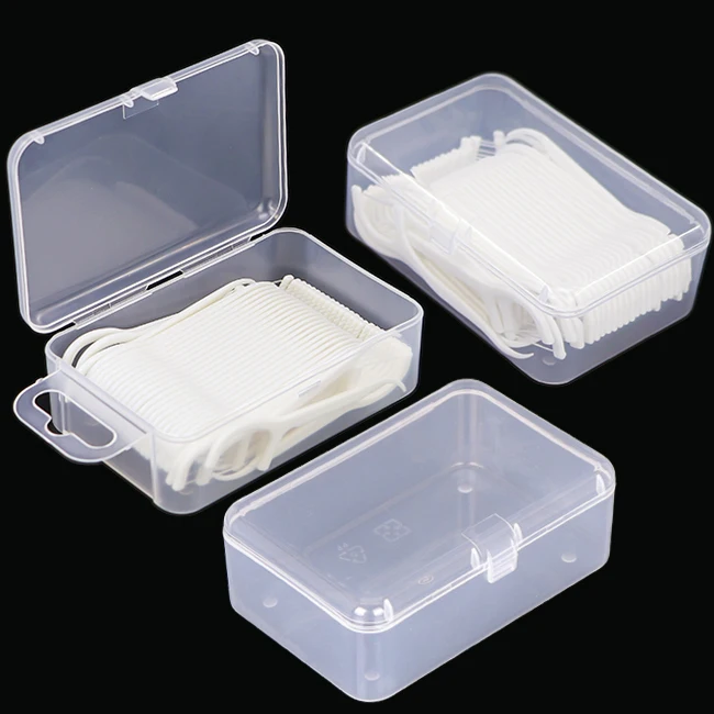 SUNSHING Portable Dental Floss Sticks Box Disposable Toothpicks Interdental Brush Floss Fruit Fork Clear Plastic Storage Case