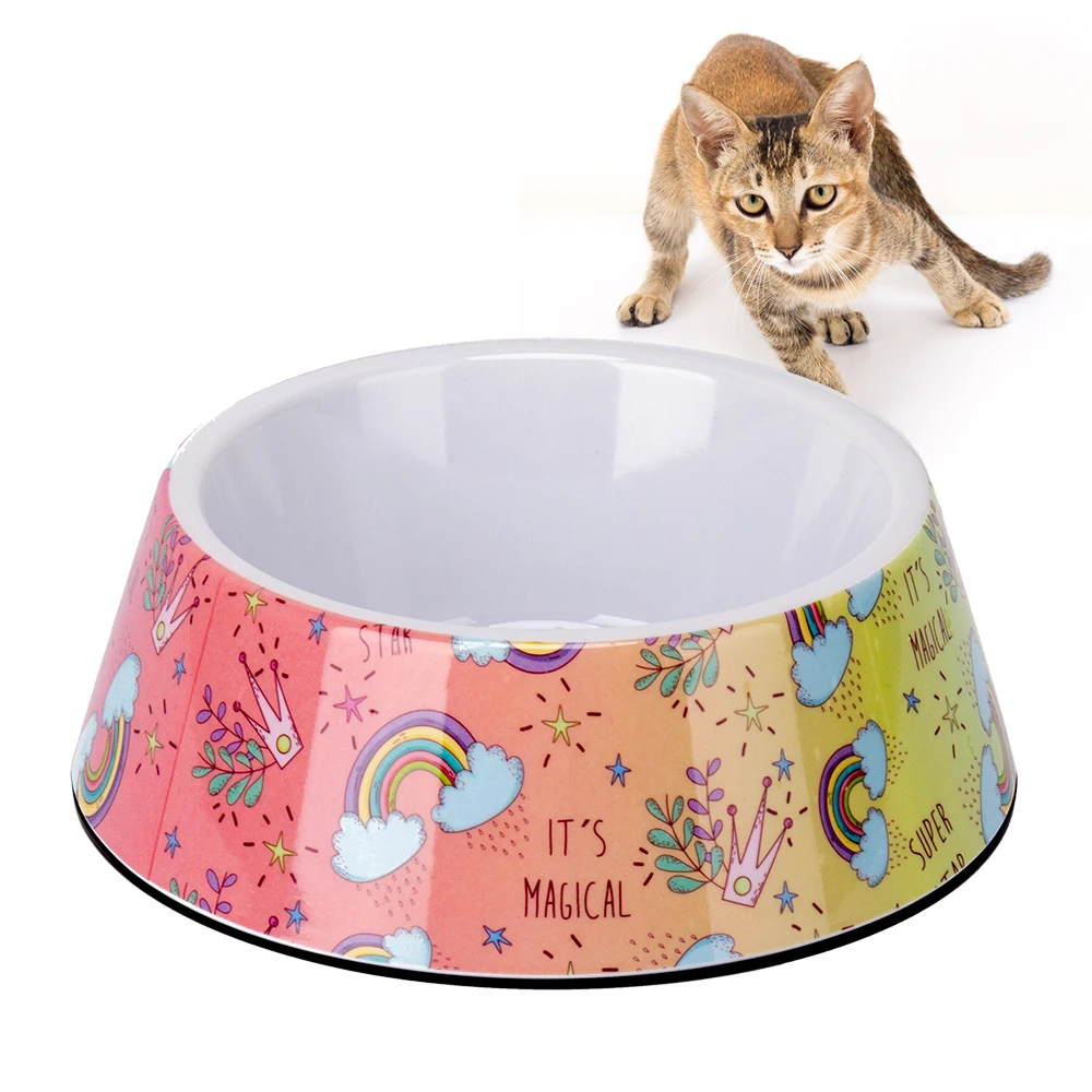 Wholesale Melamine Pet Bowls Custom Plastics Cat Dog Food Water Bowls With Non-slip Rubber Pet Supplies Dog Bowls
