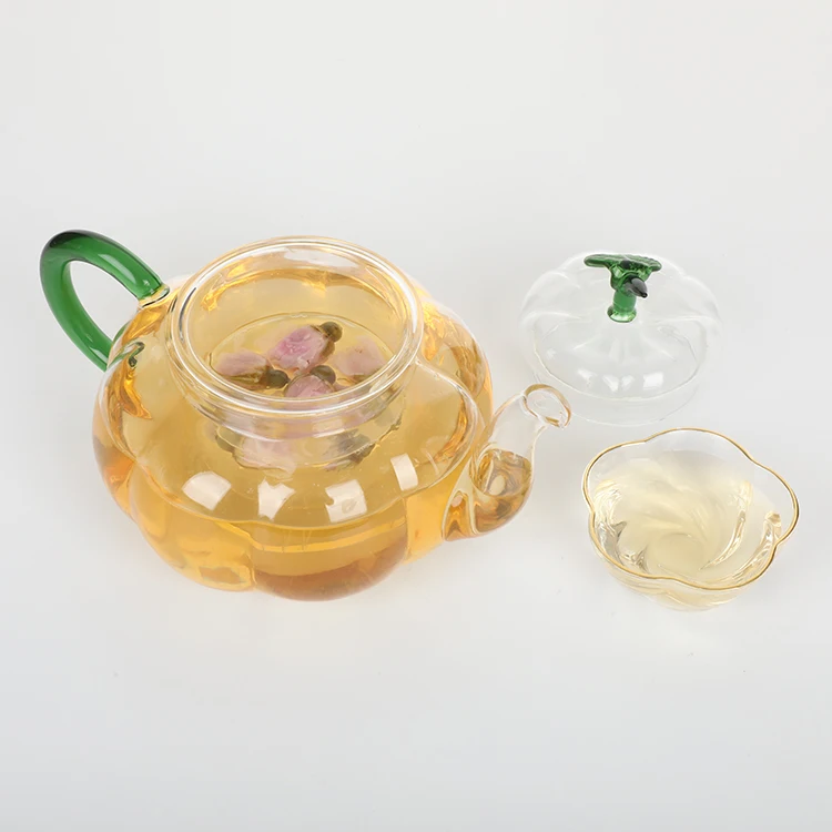 Wholesale Heat Resistant Glass 520ml Clear Tea Pot With 90ml Cup Set Suit Tea Drinkware set
