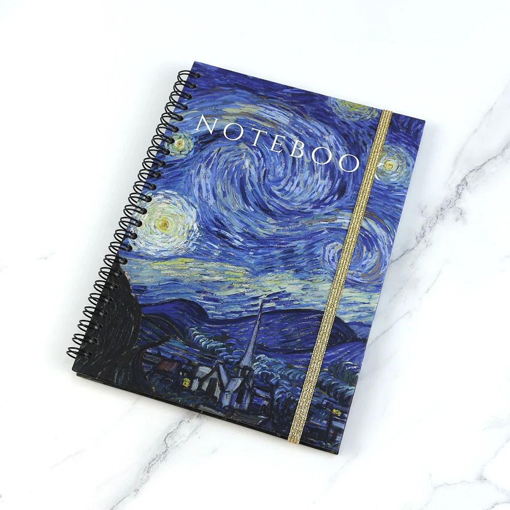Custom create luxury wire spiral A5 A4 business diary gold elastic closure journals notebook custom printing
