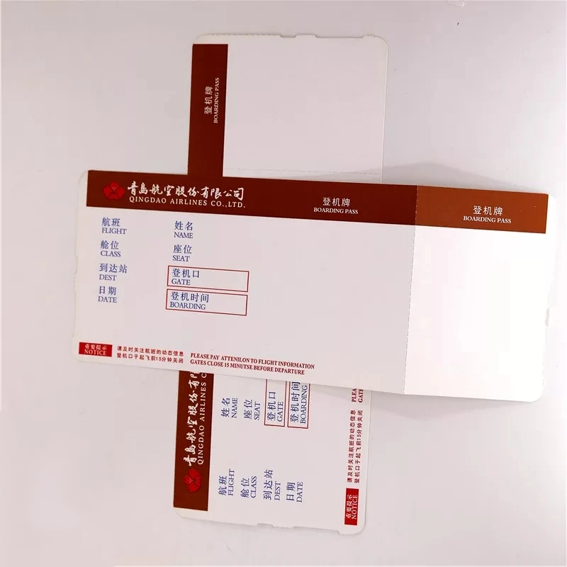 Hot Selling Parking Ticket Entrance Flights Tickets Printing With Single Sheet Double Coated Art Paper
