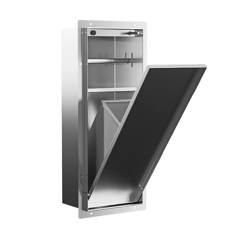 Top-sold Bathroom Secret Shower Niche Hidden Trash Can with tissue box Invisible Recessed  Rubbish Bin Tissue Box Wall Mounted