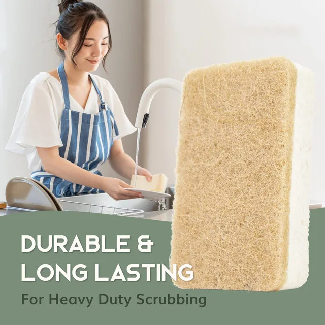 Washable Kitchen Sponges Loofah Cellulose Nature Kitchen Cleaning Sponge Dish Sponge for Kitchen Sink Non-Scratch Scouring Pad