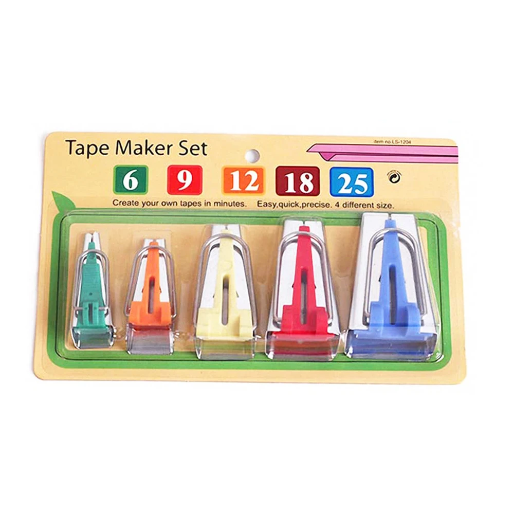 Bias Tape Maker Set 6MM/9MM/12MM/18MM/25MM 5 Sizes DIY Quilting Tools Kit