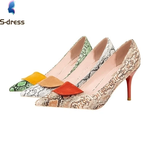BC 2022 news women shoes trendy club snake skin sexy stiletto women high heel shoes for ladies Rubber Outsole Pumps