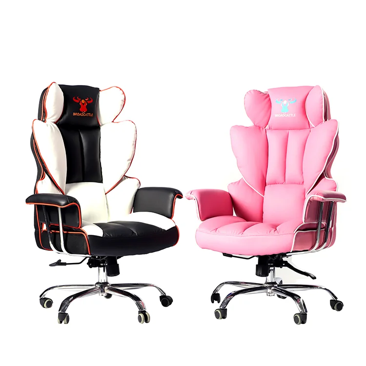 
Factory Price Customizable Faux Leather Office Chair Swivel with Neck and Waist Pillows for E-Sports Hotel 