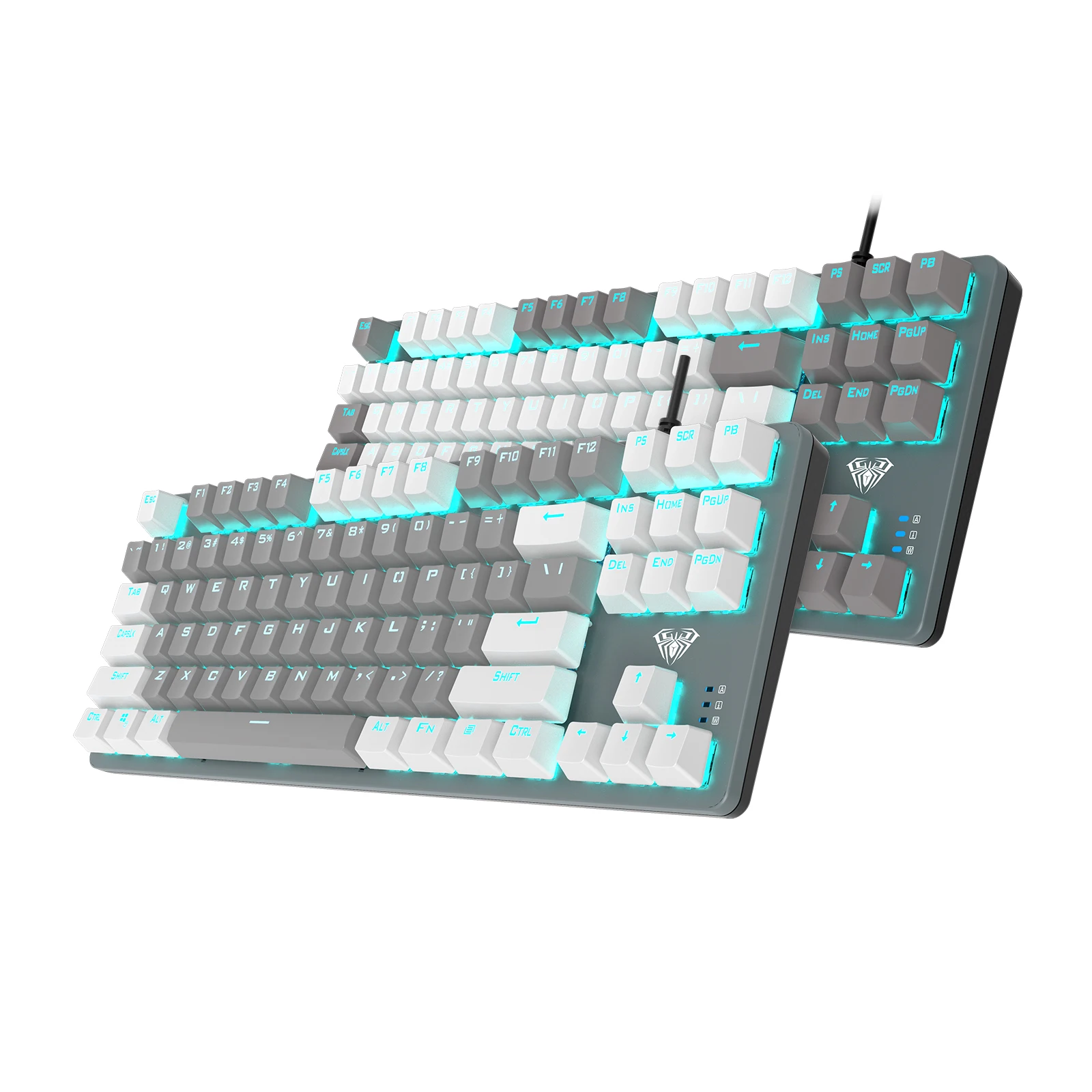 Проводная клавиатура F3287 TKL, 87 клавиш с белыми/серыми клавишами, с программным обеспечением для геймеров