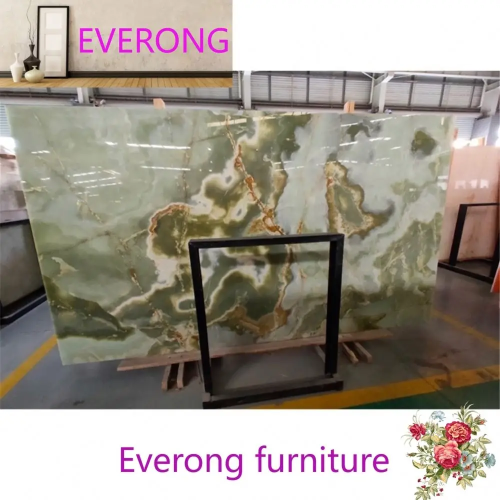 100% Natural Good Price Translucent Slab Polish Green Jade Onyx Marble For Home Building Interior Wall