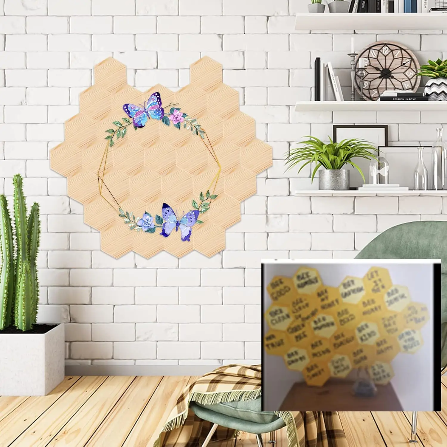Wood Coasters 4 Inch Hexagon Blank Wood Crafts with Non-Slip Silicon Dots for DIY Architectural Models Drawing Painting
