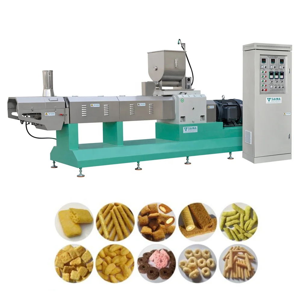 Factory Supply Small Capacity Puffing Snacks Corn Core Filling Puffed Snack Food Extruding Machine With Twin Screw Extruder